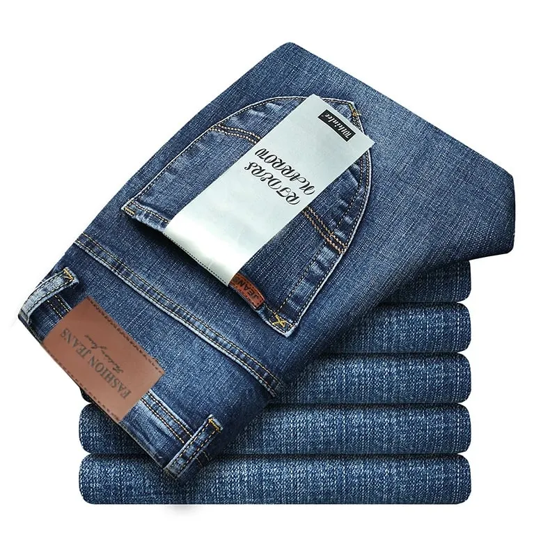 Wthinlee 8 modelos primavera outono negócios jeans masculino casual estiramento reto moda clássico trabalho calças jeans roupas de marca — image 5