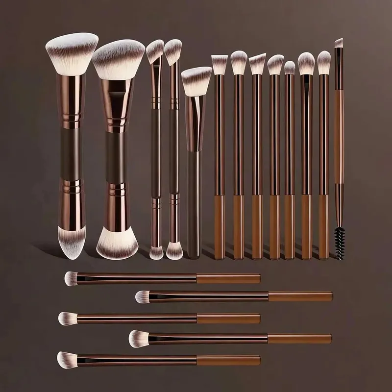 Conjunto de pincéis de maquiagem de alumínio profissional inclui pincéis de maquiagem de cabelo sintético macio de alta qualidade Pincel de base Pincel de pó