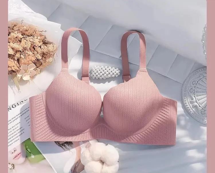 Feminino sólido grosso acolchoado wirefree sutiã conjunto sem costura conforto coleta lingerie push up suporte elegante ajuste para busto menor diariamente