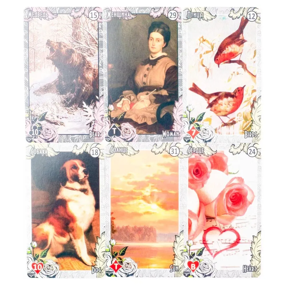 72 件套 ЛЕНОРМАН ВИНТАЖНЫЙ СТИЛЬ LENORMAND ORACLE 俄羅斯幻象塔羅牌占卜命運甲板遊戲卡適合家庭聚會