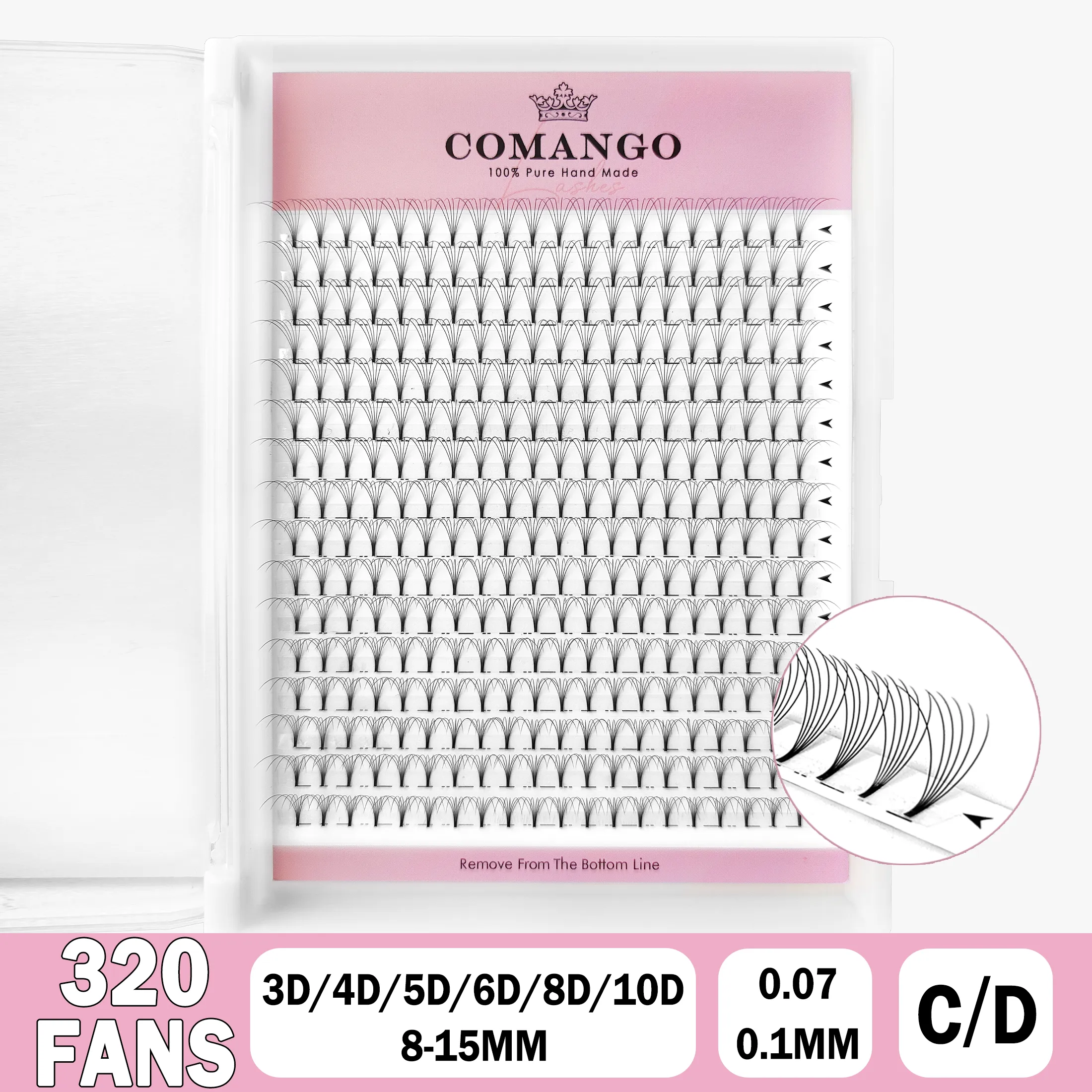 Comango wispy pré-fabricados fãs de volume 3-10d extensão de cílios individuais haste curta 320 fãs falso vison pré feito cílios russos — image 5