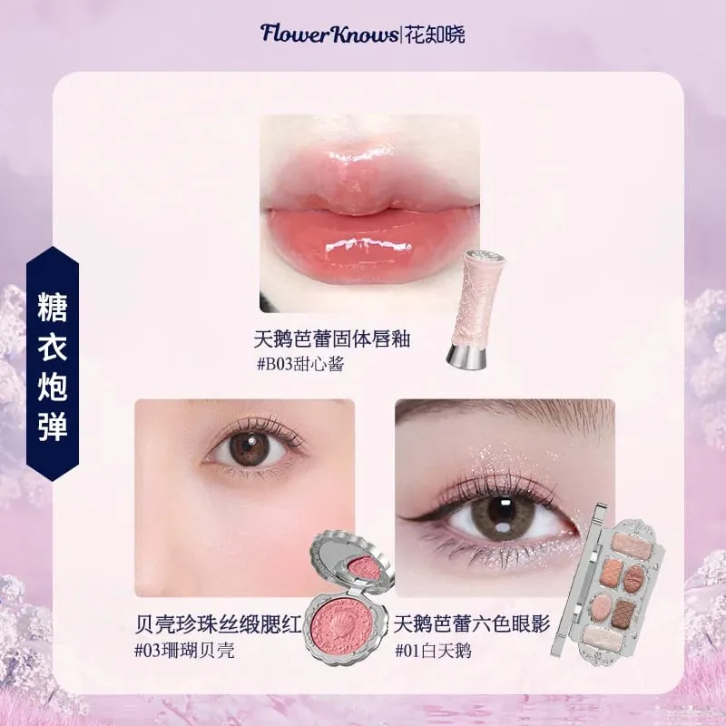 Flowerknows conjunto completo de maquiagem para presente, longa duração, blush labial e paleta de sombras brilhantes, kit de beleza multifuncional, caixa de presente