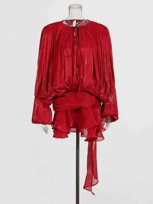 Blusa sólida mini vestidos para mulheres com decote em v manga longa emendado rendas até vestido estilo doce roupas femininas moda — image 10