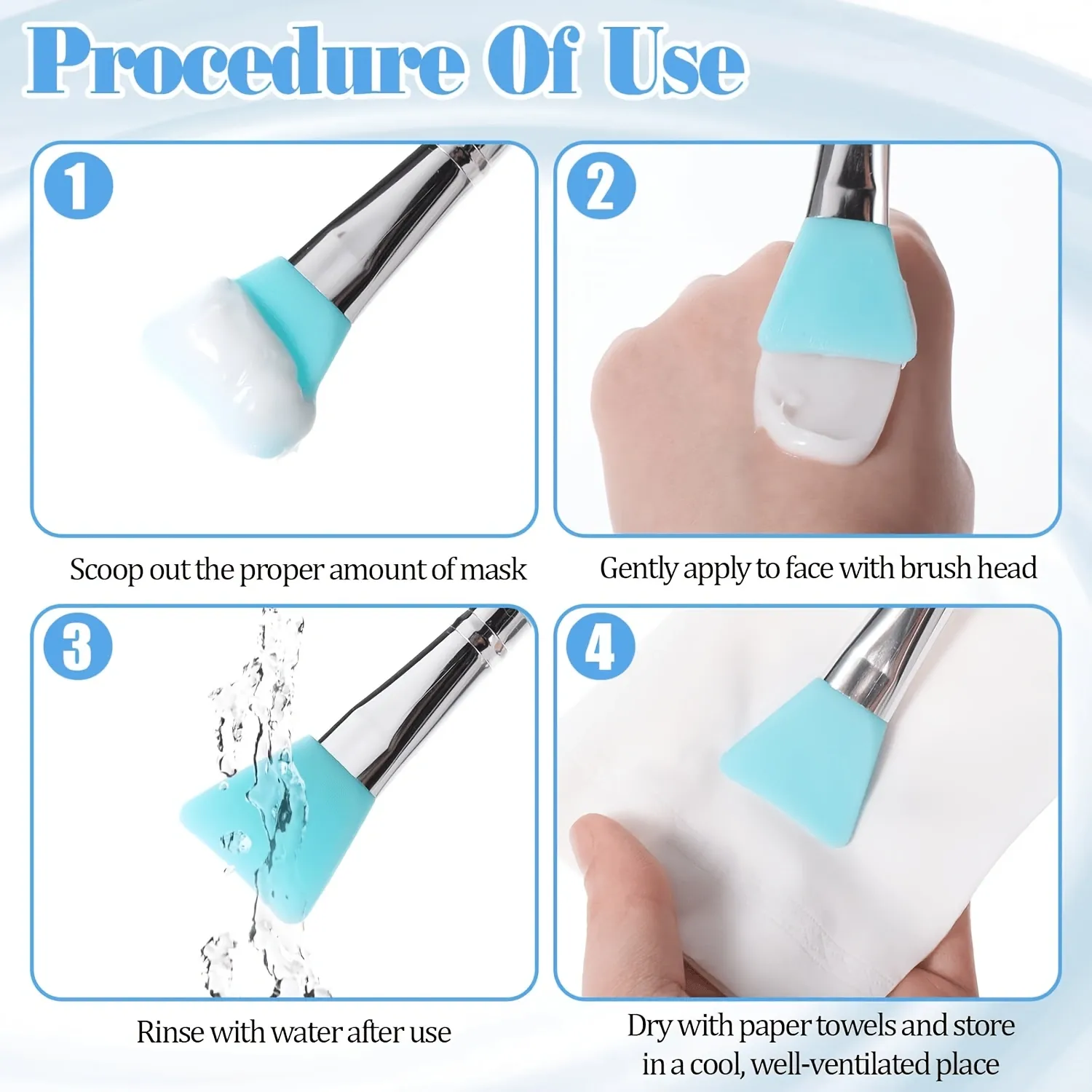 Conjunto de pincéis de maquiagem de silicone, 7 peças, multifuncional, aplicador de máscara facial, máscara facial, pincéis de mistura de lama, ferramenta de beleza