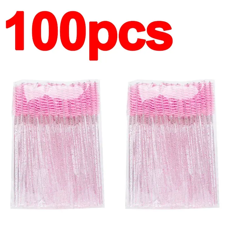 New 50/100pcs Microbrush for Eyelashes Brush Crystal Spoolie Brushes Eyebrow Comb Makeup Beauty Tool for Eyelashes HZS24