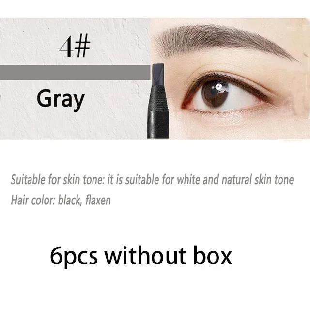 6/12 pçs lápis de sobrancelha núcleo duro atacado maquiagem puxar linha haozhuang marca permanente peel off branco preto à prova dnatural água natural