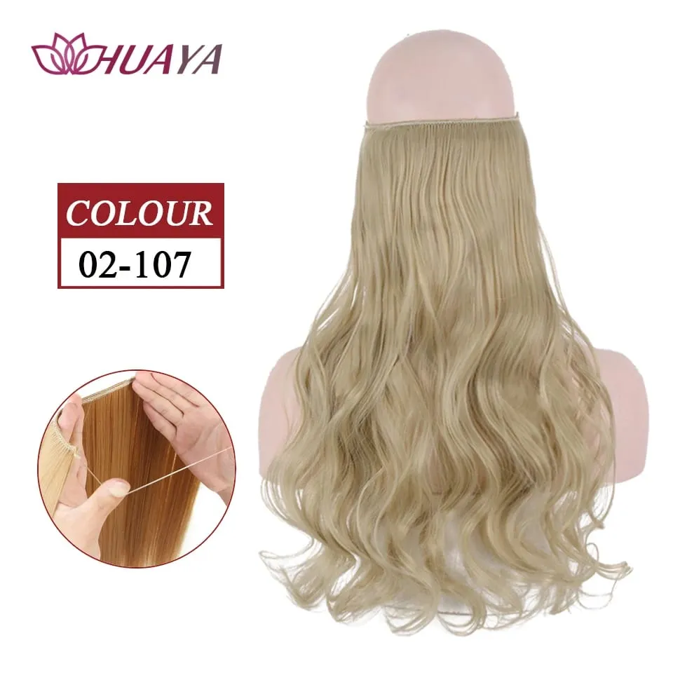 Synthetic Long Straight Invisible Wire No Clips In Hair Extensions Fake Hair Pieces Secret Fish Line Hairpieces For Women