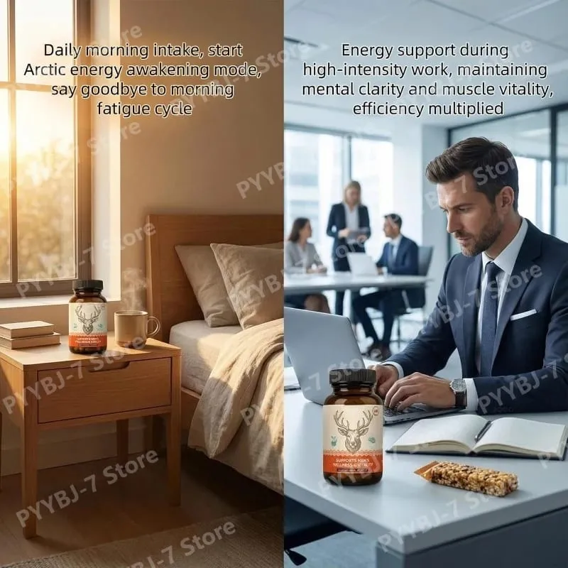 Suplemento de mistura de ervas do Ártico para homens Suporte diário para resistência energética Bem-estar geral Suplementos diários de saúde 60 cápsulas