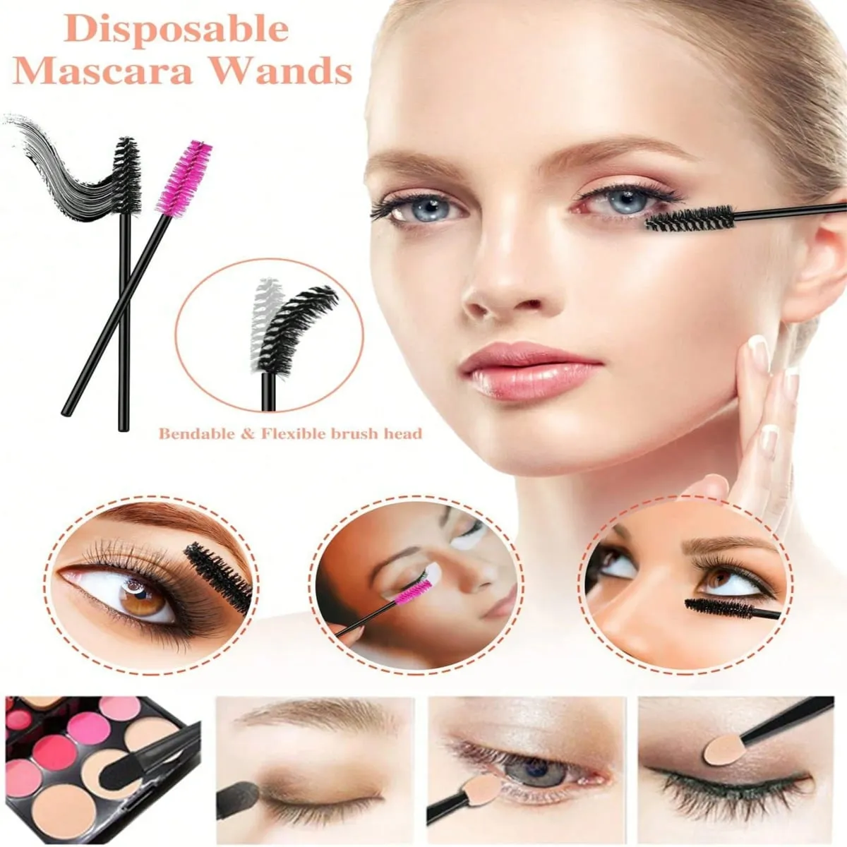 Kit de ferramentas de maquiagem de luxo, 300 peças, descartável, com estojo de armazenamento portátil, aplicador de batom, varinhas de rímel, pincéis de sombra de cílios