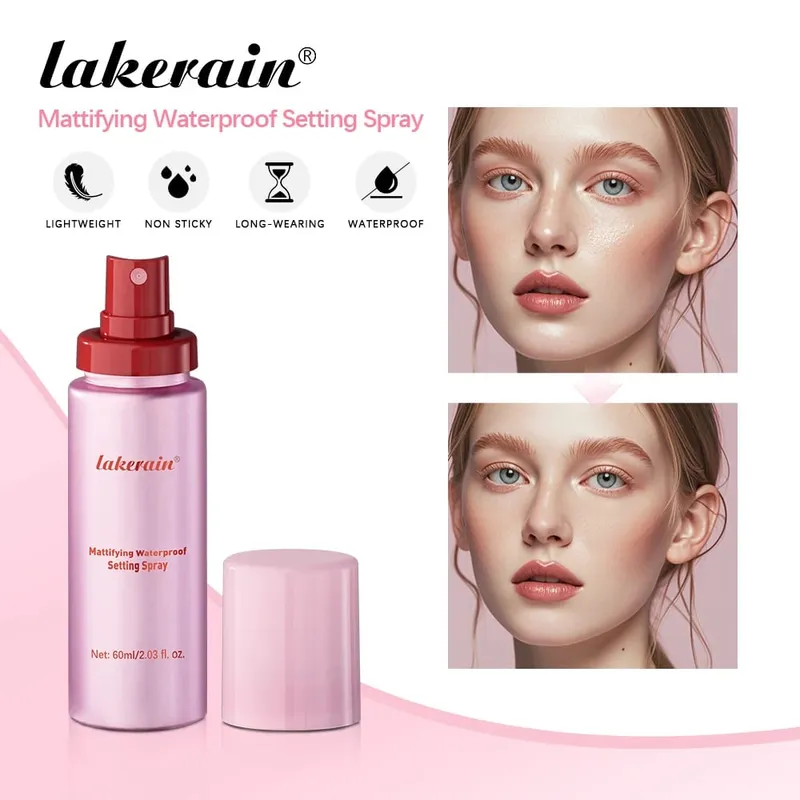 Kit de maquiagem base matificante, 2 peças, controle de óleo, spray e desfoque, primer magnético, acabamento fosco, hidratante sob maquiagem, à prova d'água