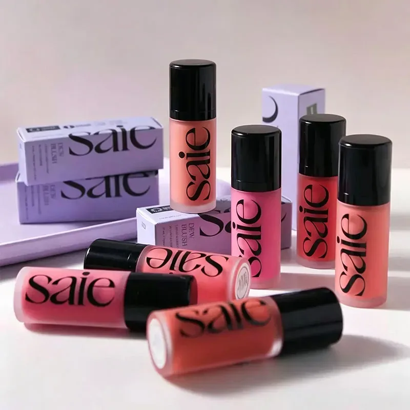 Saie Hydrating Blendable Dewy Liquid Blush Matte Sponge Head Blusher Natural Lasting Brighten Facial Contour Blush Tint Makeup