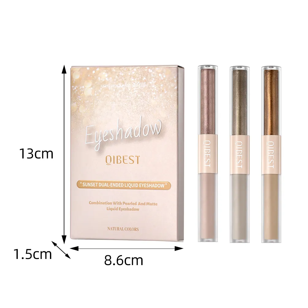 Cabeça dupla glitter fosco sombra de olho vara conjuntos de maquiagem de longa duração shimmer 2 em 1 conjuntos de cosméticos de sombra líquida 6 cores