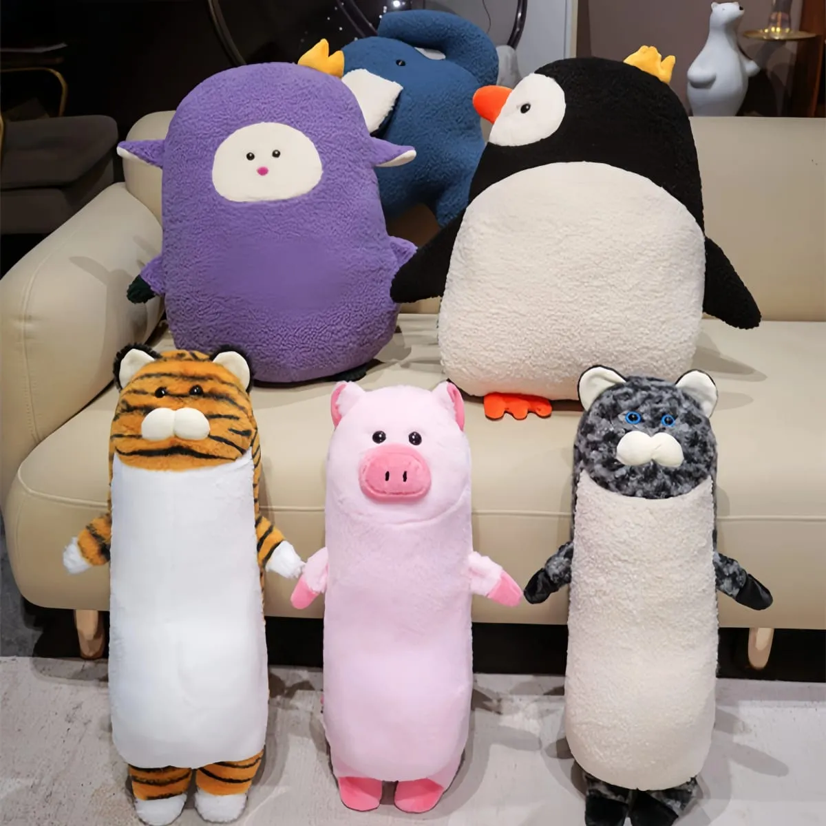 Oreiller en peluche série animaux, léopard, éléphant, pingouin, coussin en peluche, Kawaii, jouet de sommeil, décoration de maison, jouets, cadeaux d'anniversaire — image 2