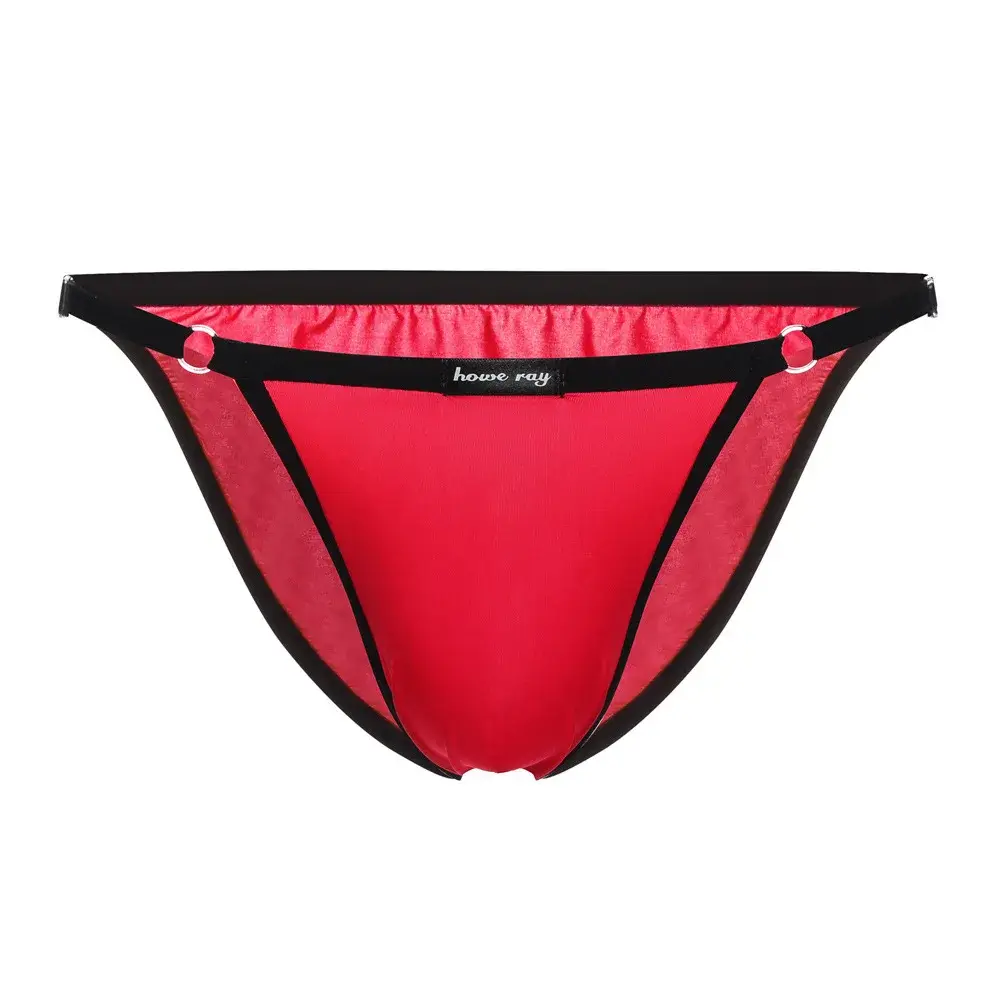 Adjustable Men's Sexy Brief Underwear Ice Silk Thin Transparent Comfort Quick Drying Mankini Gays U Convex Pouch High Fork Tanga