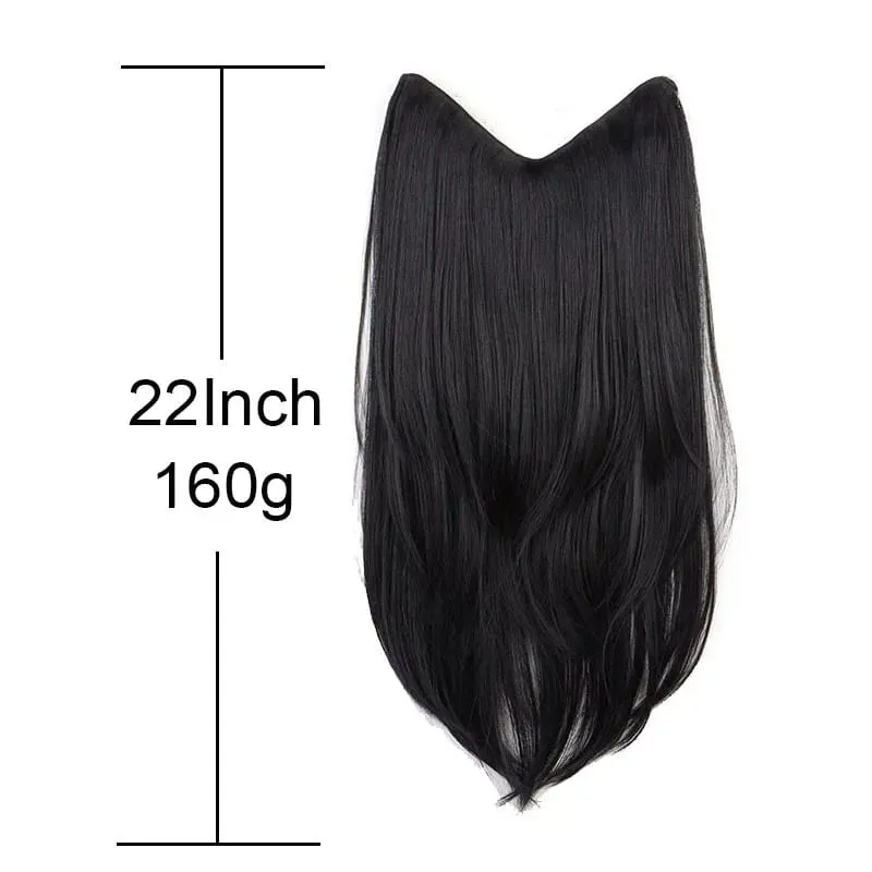 22 Polegada sintético longo micro encaracolado em camadas extensão do cabelo remendo natural olhando invisível peruca de uma peça para mulher — image 3