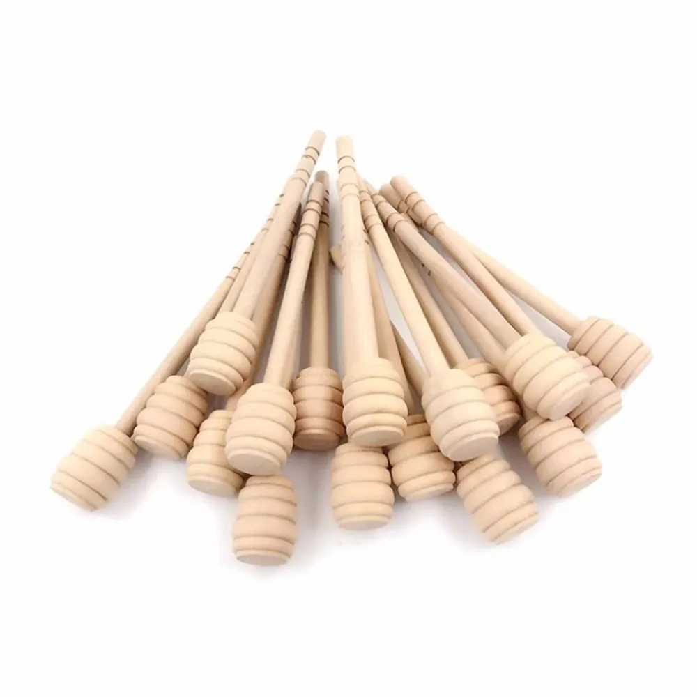 100pcs madeira mel dipper vara servidor para frasco de mel dispensar chuvisco mel