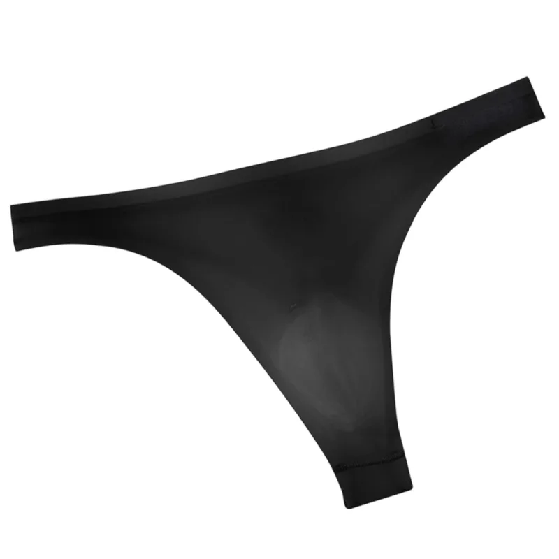 Cuecas masculinas ultrafinas de seda gelo 3d, tanga transparente, roupa íntima, cintura baixa, cuecas de biquíni em u, lingerie