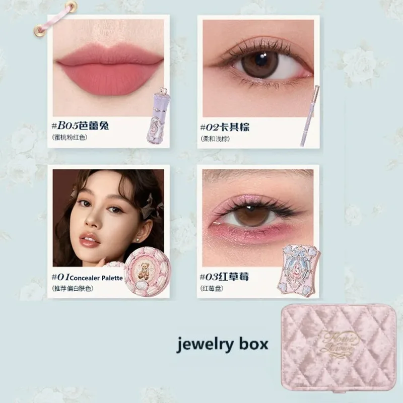 Flor sabe caixa de presente de maquiagem paleta de sombra cintilante cupido delineador labial cobertura completa corretivo tudo-em-um kit de beleza