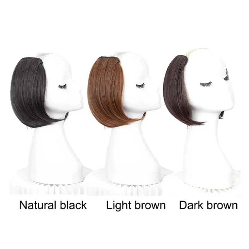 8 Polegada sintético curto reto fivela interna em forma de v meia cabeça 4 clipes extensão do cabelo invisível peruca para mulher