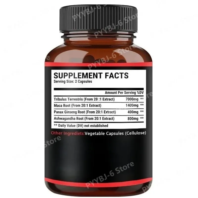 Suplemento de Tribulus Terrestris + Extrato de Raiz de Maca Apoia a Vitalidade Energética Saúde Natural de Ervas Não-OGM 90 Cápsulas Veganas
