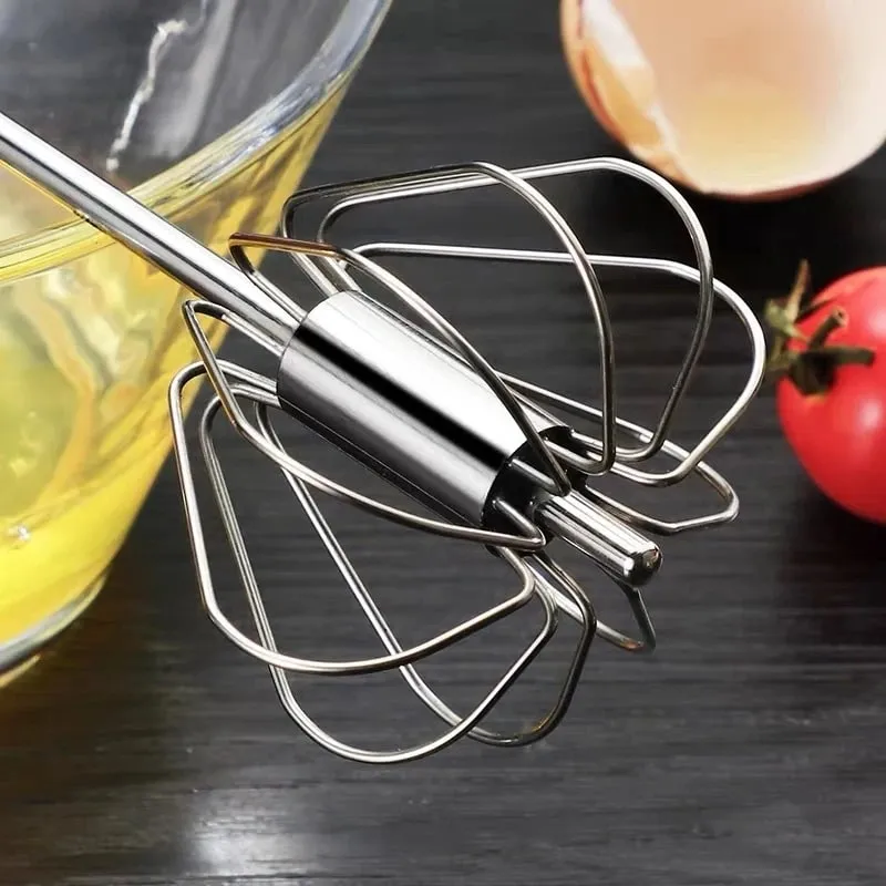 Batedor de ovos rotativo semiautomático, doméstico, aço inoxidável, utensílios de creme, batedor, misturador manual, ferramenta de cozinha