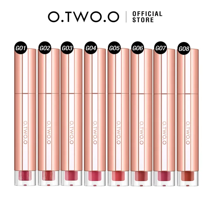 O.TWO.O 8pcs conjunto de batom líquido brilho labial acabamento brilhante alto brilho longa duração hidratar antiaderente batom vítreo conjunto de maquiagem