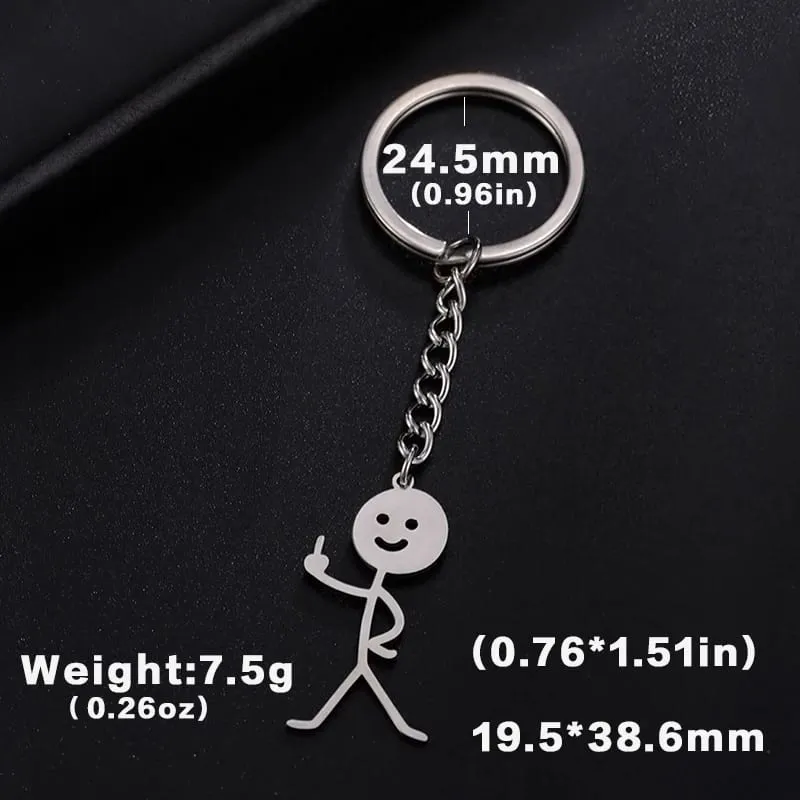 Teamer Funny Middle Finger Stickman Keychain 2026 Cute Trend School Bag Car Key Pendant Couple New Trinket Gift Keyring
