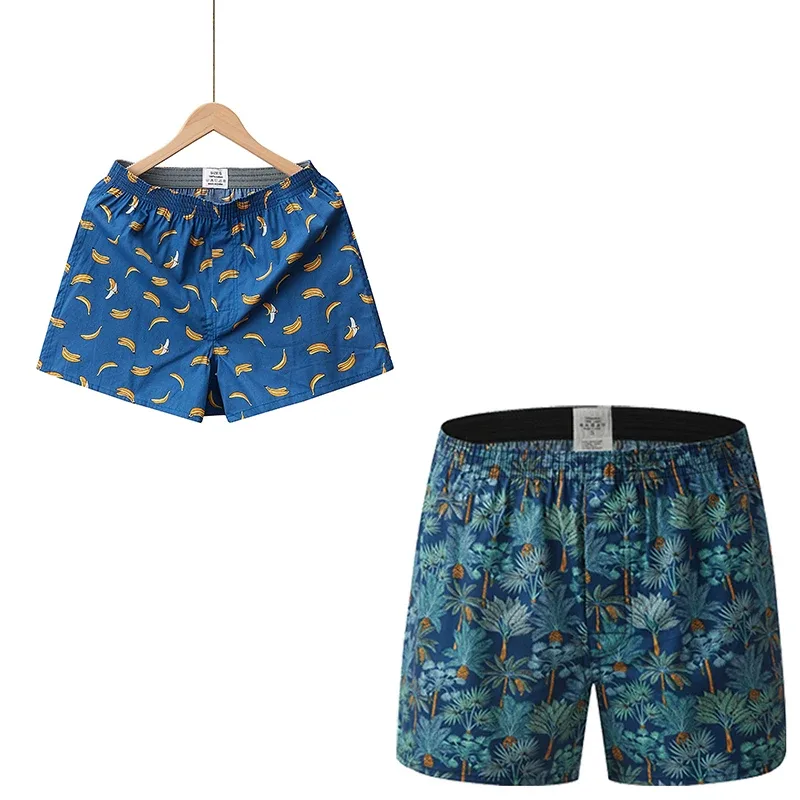 Men's Cotton Boxer Shorts, Printed Pattern Men's Underwear, College Style Shorts, Summer Breathable And Comfortable Loungewear
