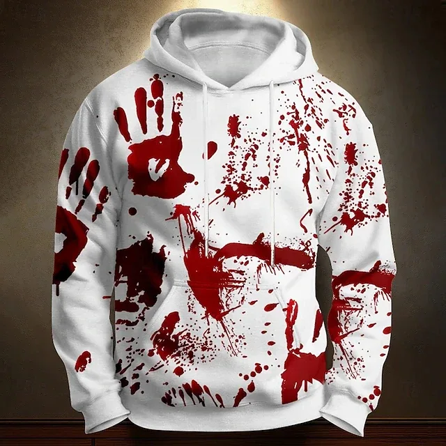Halloween sangue impresso hoodies carta pattern3d impressão com capuz pulôver moletom moda hoodie streetwear manga longa topos