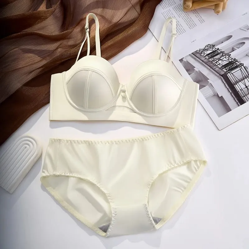 Conjunto de sutiã sem alças com copo AA, meia xícara fixa, lingerie com elevador embutido, push up, roupa íntima conversível, push up, roupa íntima conversível