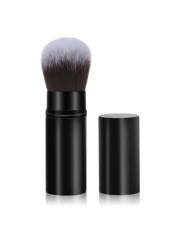 1-2 pincéis de maquiagem telescópicos, pincéis de maquiagem para base kabuki de viagem, pincéis de blush facial são usados ​​para misturar blushes líquidos