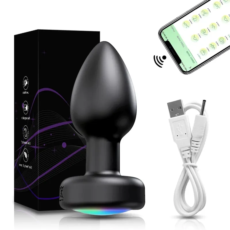 Massageador de próstata sem fio Bluetooth Vibartor para homens APP Controle Remoto Butt Plug Mulheres Anal Vibratório Adultos Brinquedos Sexuais
