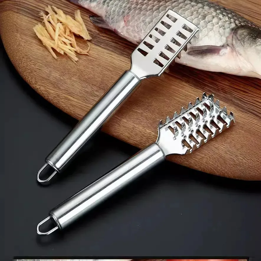 Faca de escama de peixe em aço inoxidável, raspador de escala, dente de serra, desossa, filetagem, corte, escavação, faca maw, 1 peça