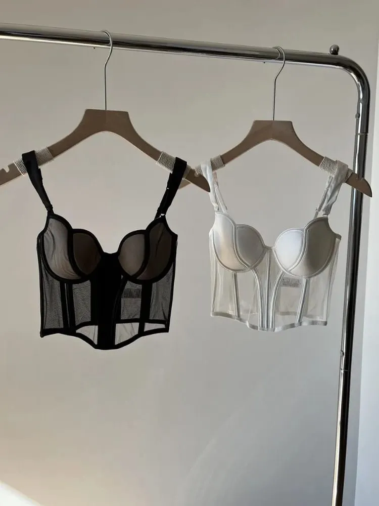 French Long Fishbone Mesh Patchwork Bra Set Slim Shaping Chest Lift Up Sexy Lingerie Outfit Soft Comfortable Underwear S-XL Suit — image 3