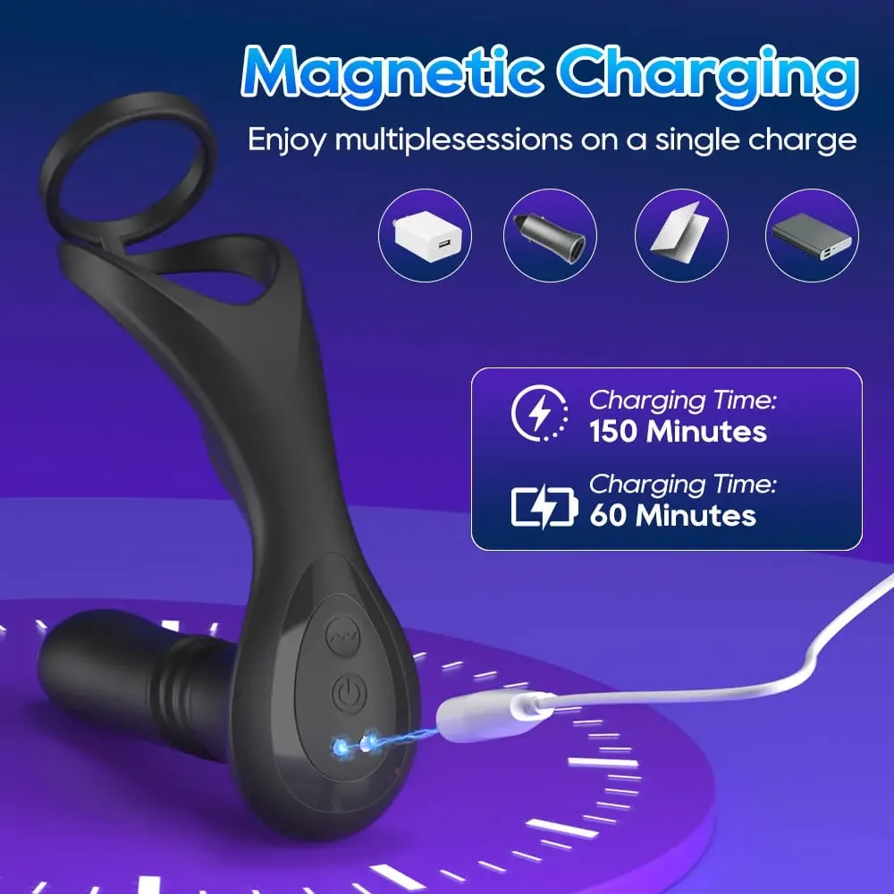 3 em 1 empurrando vibrador anal controle remoto masculino massageador de próstata anel peniano telescópico butt plug estimulador brinquedo sexual para homem