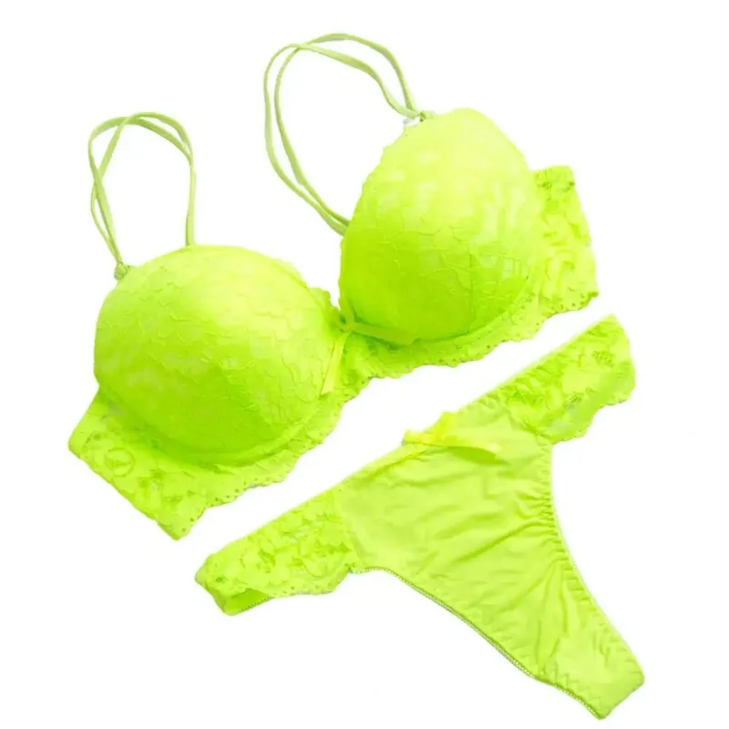 2 pçs/set conjunto de roupa interior alta estiramento cor sólida dupla fileira fivela decorar tamanho grande feminino sexy sutiã de renda e calcinha conjunto