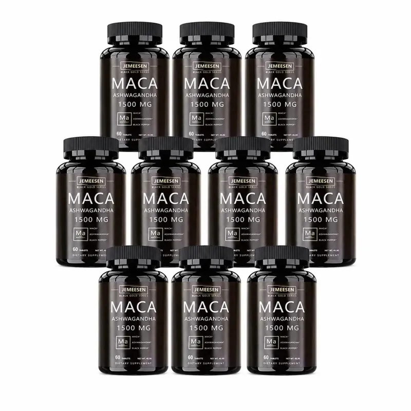 有機瑪卡根粉膠囊 1500 毫克，含有瑪卡根萃取 Ashwagandha 黑胡椒男士補充劑