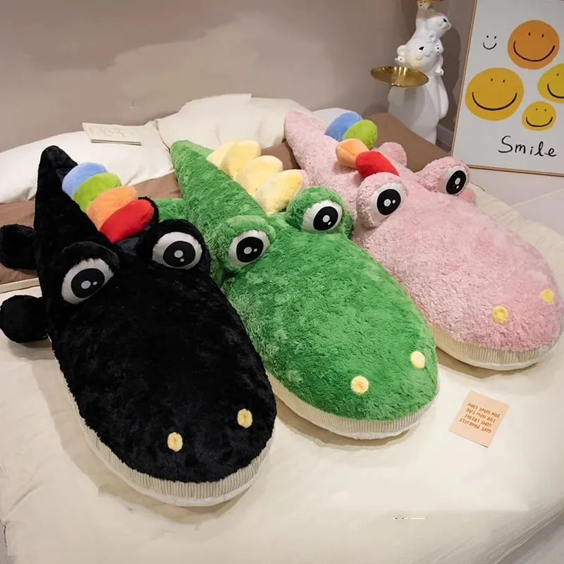 55/75cm bonito deitado crocodilo pelúcia travesseiro postura propensa jacaré almofada de pelúcia sofá cama nap brinquedo de pelúcia decoração para casa presente