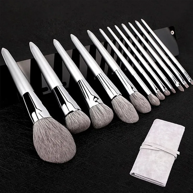 12pçs kit de pincéis de maquiagem profissional, cabelo de cabra natural, base em pó, contorno, sobrancelha, sombra, lábios, ferramentas de maquiagem — image 8