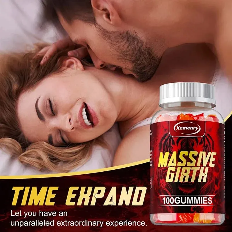Gomas de circunferência maciça para homens - intensificador de vitalidade masculina, aumenta o tamanho e a resistência, aumenta a força e a confiança vegana