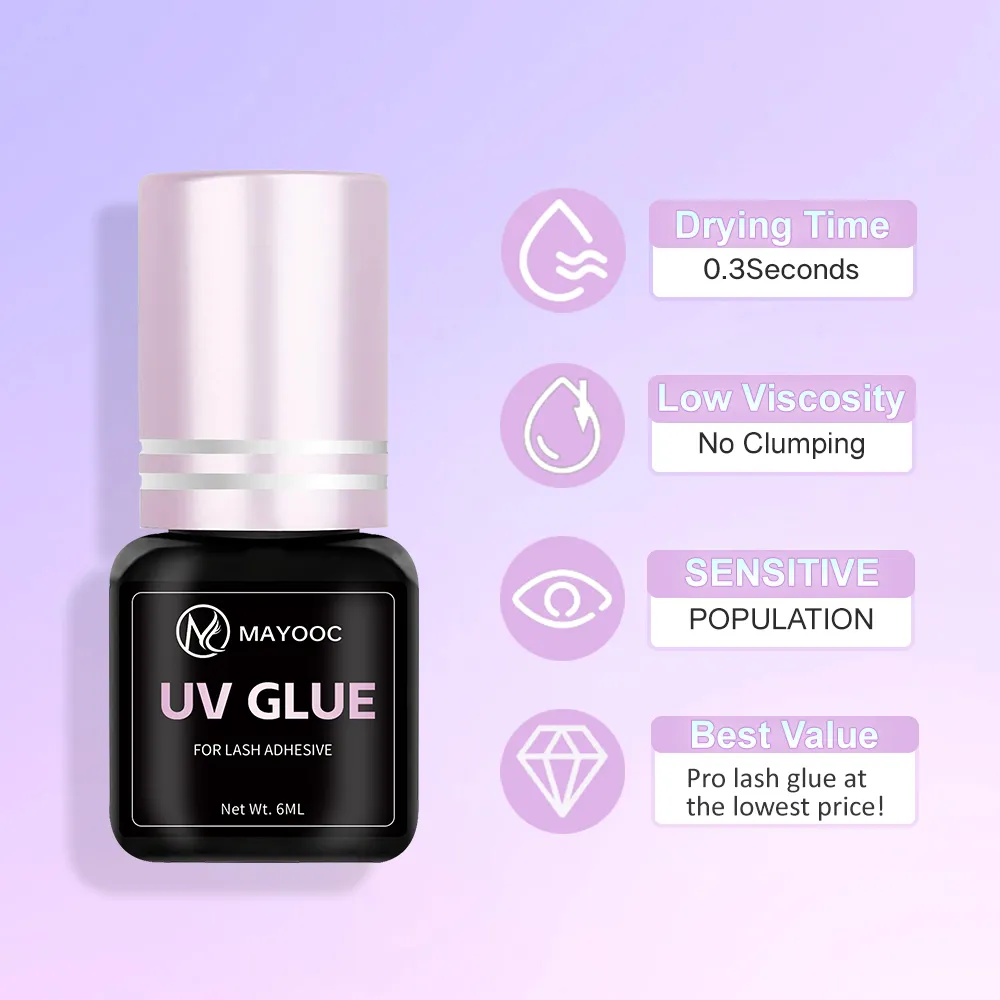 UV Eyelash Glue Adhesive Eyelash Extensions 0.1S Fast Drying Strong False Eye Lash Extension Glue Lasting Custom Logo