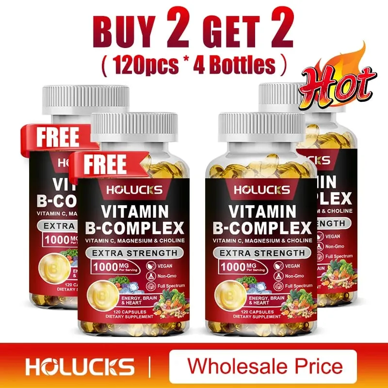 Suplemento de complexo de vitamina B, rico em B1 B2 B3 B5 B6 Biotina, força, suporte energético, cérebro e coração, promove o metabolismo
