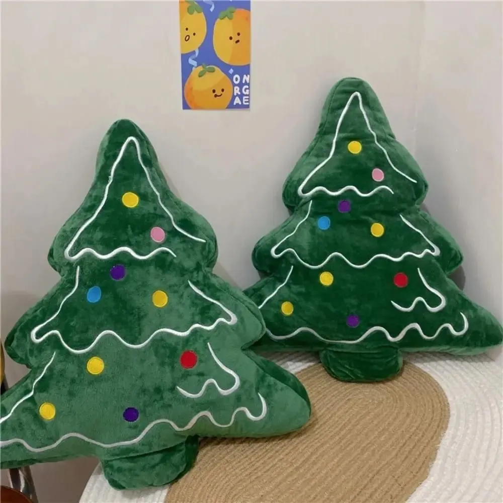 Almofada macia do sofá da árvore de Natal, confortável, amigável à pele, almofada decorativa do dia de Natal, ornamentos em forma de 3D