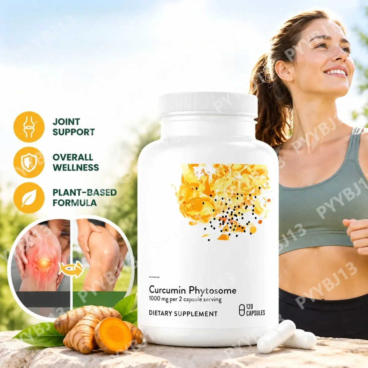 Cúrcuma Curcumina Phytosome 1000mg Cápsulas Complexo Fosfolipídico Avançado Fórmula Suplemento de Apoio Articular e Imunológico 120 Cápsulas — image 1