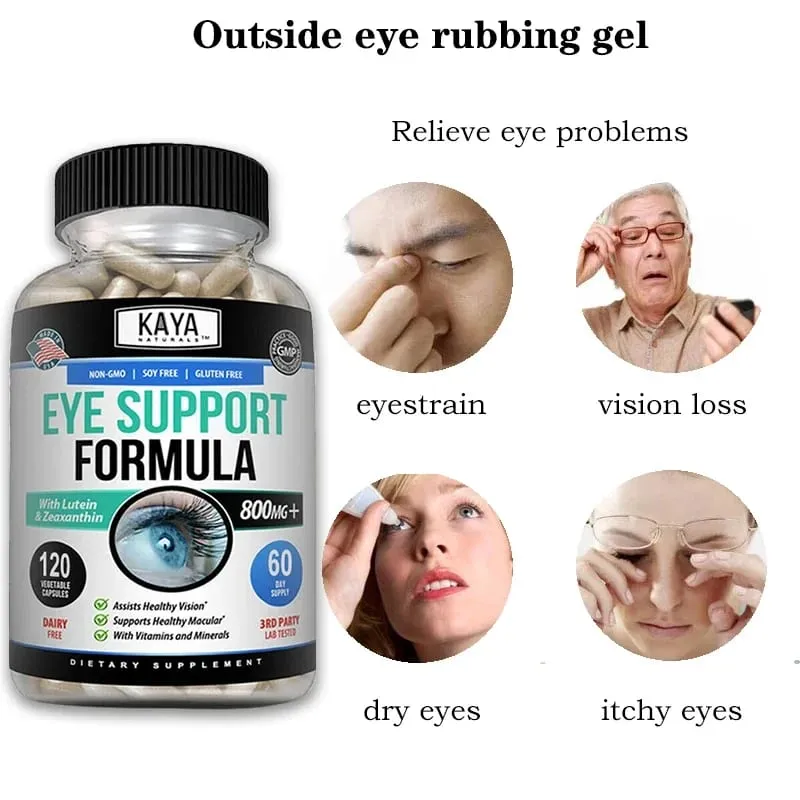 Eye Vitamins Lutein Zeaxanthin and Bilberry Extract Improve Eye Fatigue and Dryness Improve Vision Health