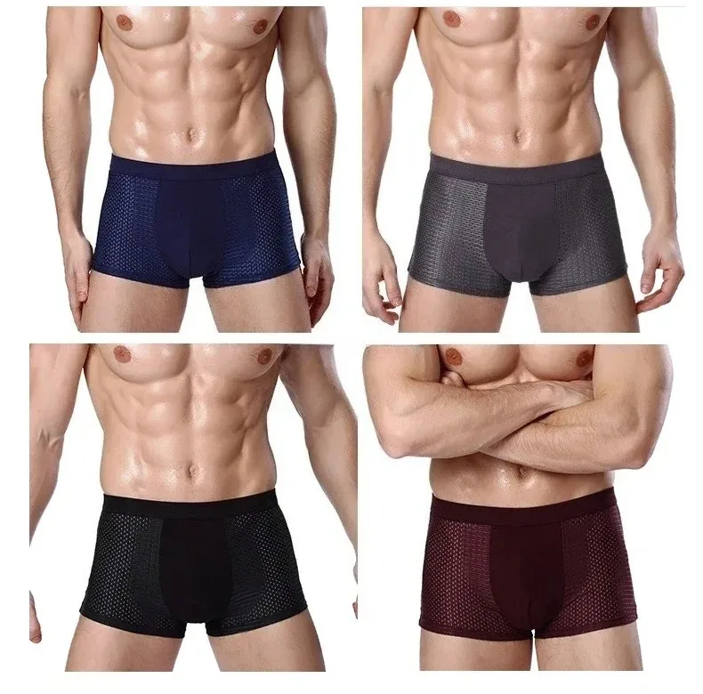 Plus Size 8XL Bamboo Boxer Shorts for Men 4-Pack - Breathable Moisture Wicking Anti Chafing Underwear, Solid Color Comfortable T — image 8