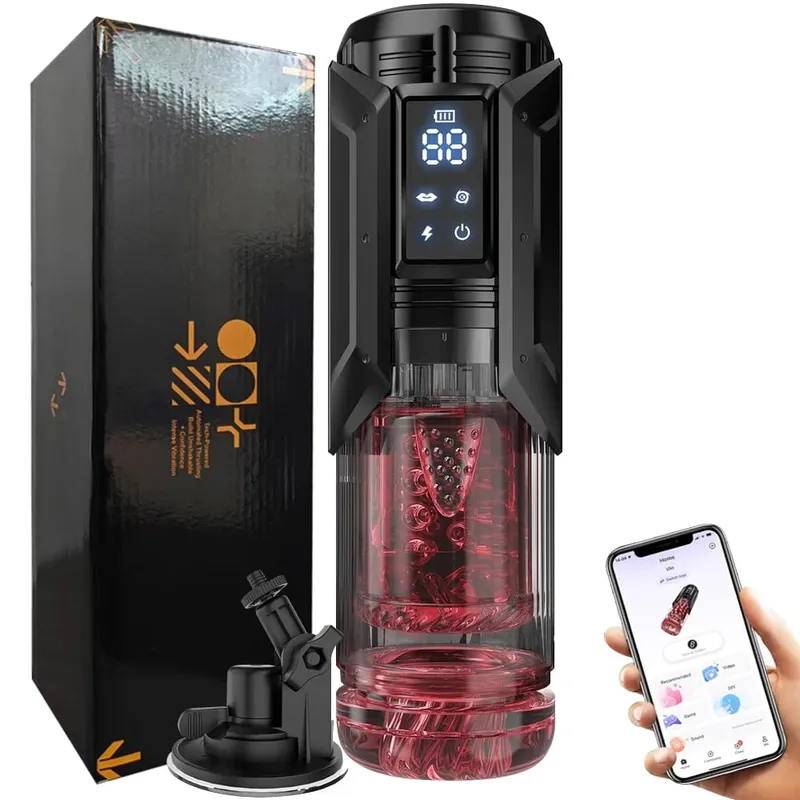 Masculino automático masturbador copo impulso rotação lambendo sucção pênis bomba bolso buceta boquete display led brinquedos sexuais para homem — image 8