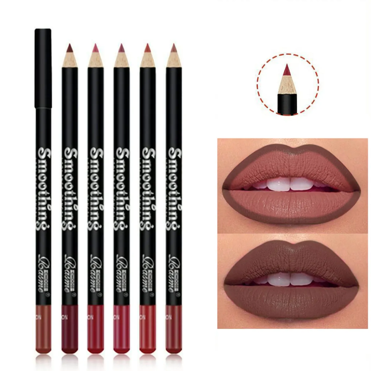 6-Color Waterproof Matte Lip Liner - Long-Lasting Non-Transfer Formula Matte Finish 6 Versatile Shades — image 3