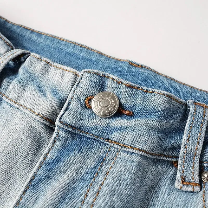 Buraco lápis calças masculinas lavado angustiado retalhos jeans cintura baixa 2024 vintage básico tornozelo comprimento calças jeans magros