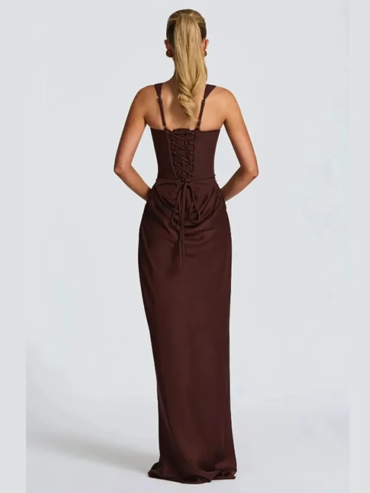 Senhora elegante plissado estilingue vestidos sólidos pescoço quadrado sem mangas fora do ombro cintura cinching vestido moda vestidos de festa à noite
